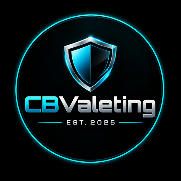 CB Valeting badge logo, established 2025